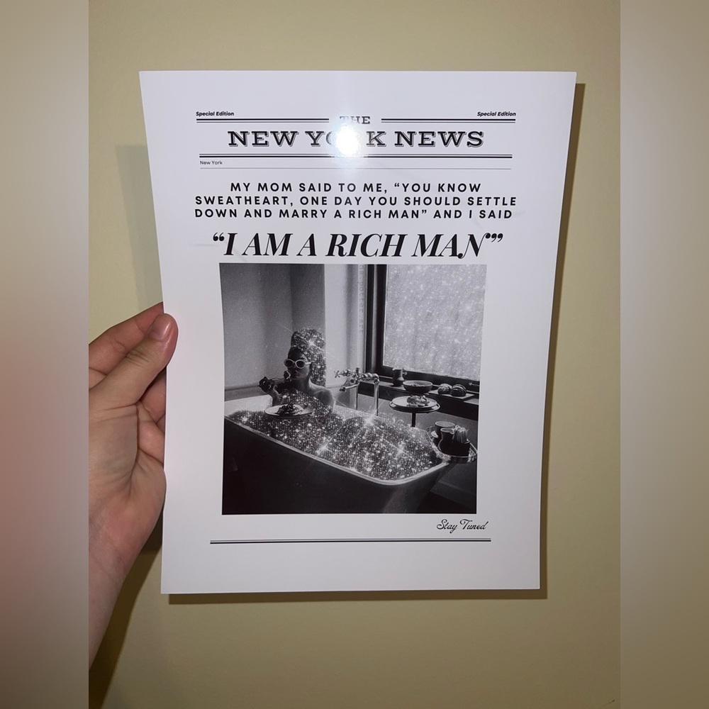 “I am a rich man” 8.5x11 Print